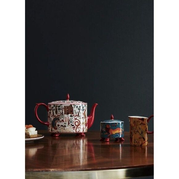 ANTHROPOLOGIE House of Hackney Trematonia Teapot Lion Menagerie Stoneware FLAW - Picture 3 of 12